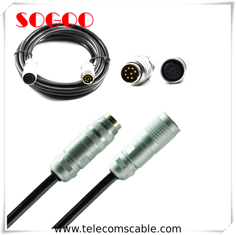 Telecommunication AISG Connector / 6 Pin 8 Pin Straight Plug M16 Cable Assembly